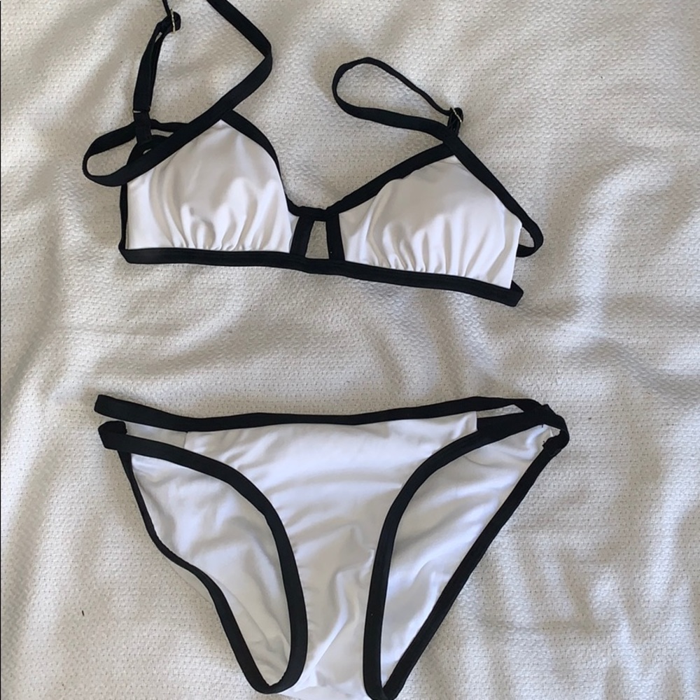 White and Black cut out bikini